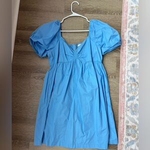 Blue puff sleeve mini dress English Factory